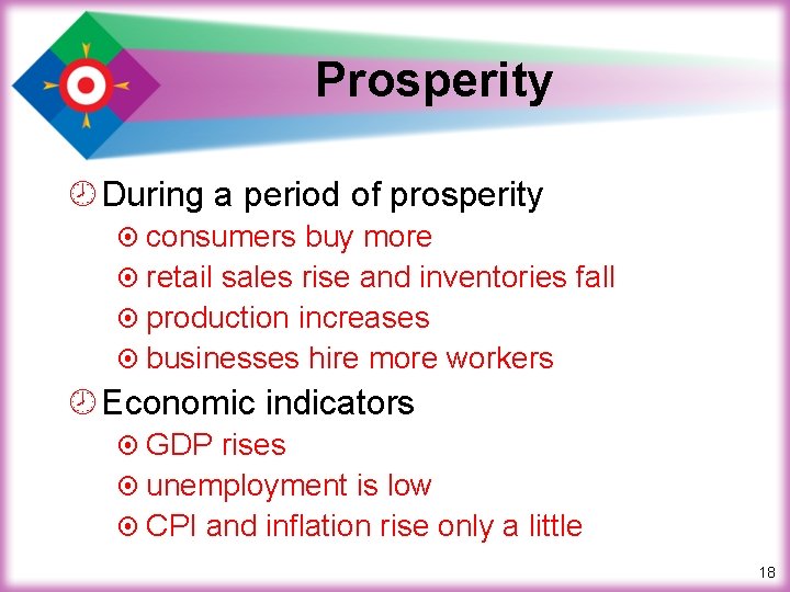 Prosperity ¾ During a period of prosperity ¤ consumers buy more ¤ retail sales