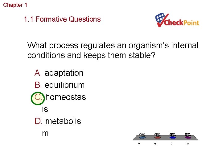 Chapter 1 The Study of Life 1. 1 Formative Questions What process regulates an
