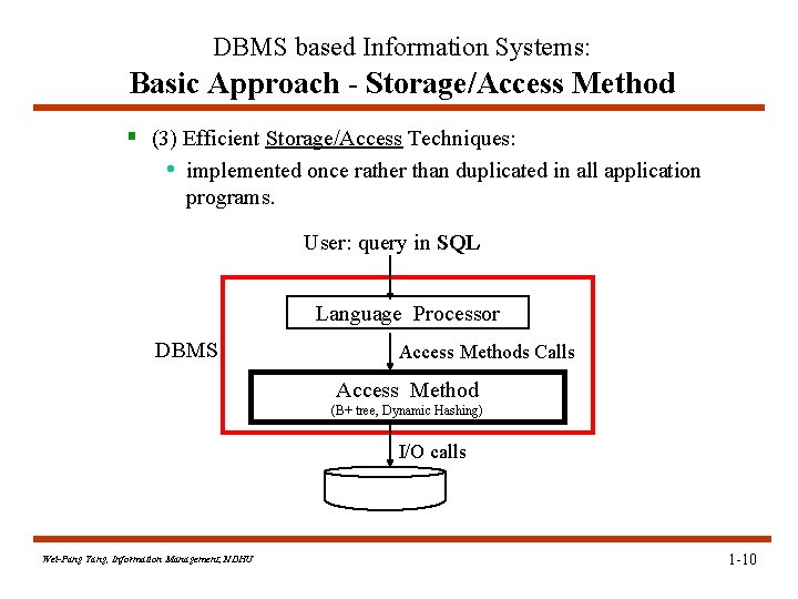 DBMS based Information Systems: Basic Approach - Storage/Access Method § (3) Efficient Storage/Access Techniques: DBMS based Information Systems: Basic Approach - Storage/Access Method § (3) Efficient Storage/Access Techniques: