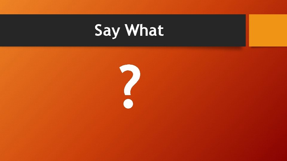 Say What ? 