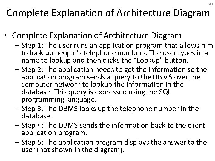 40 Complete Explanation of Architecture Diagram • Complete Explanation of Architecture Diagram – Step