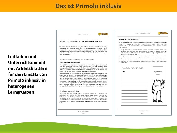 Das ist Primolo inklusiv Leitfaden und Unterrichtseinheit mit Arbeitsblättern für den Einsatz von Primolo