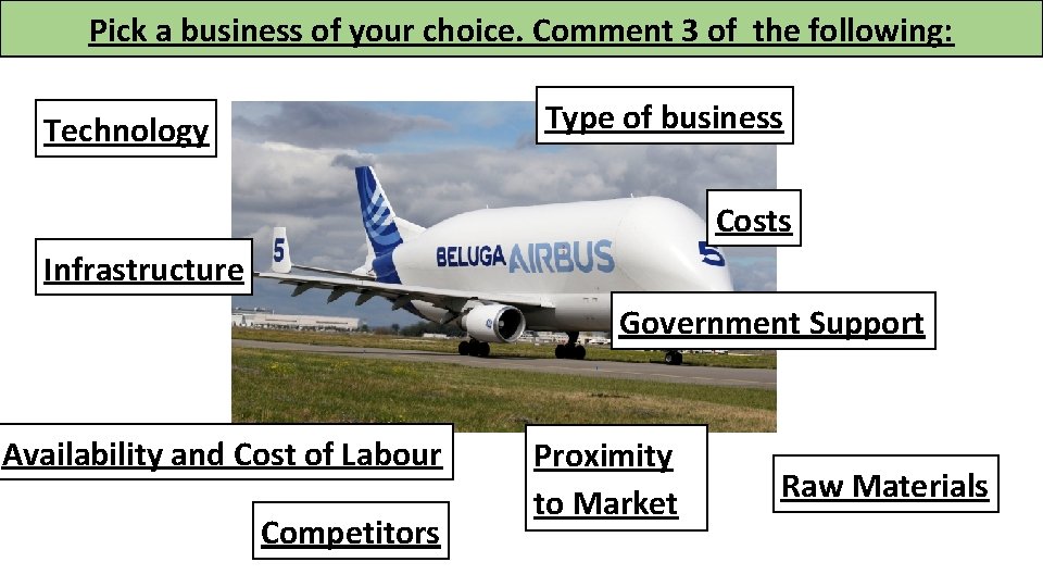 Pick a business of your choice. Comment 3 of the following: Type of business