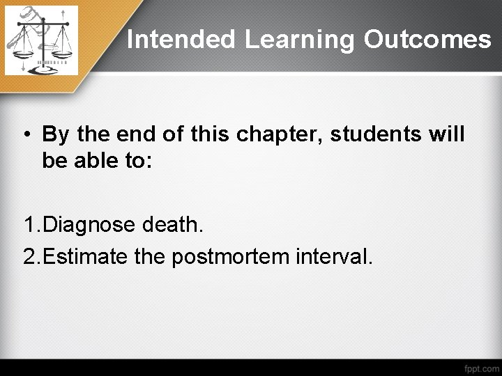 Intended Learning Outcomes • By the end of this chapter, students will be able