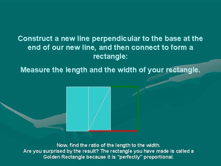 Construct a new line perpendicular to the base at the end of our new