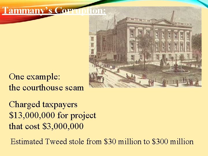 Tammany’s Corruption: One example: the courthouse scam Charged taxpayers $13, 000 for project that Tammany’s Corruption: One example: the courthouse scam Charged taxpayers $13, 000 for project that