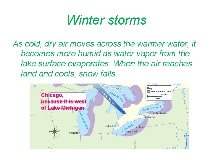 Winter storms As cold, dry air moves across the warmer water, it becomes more
