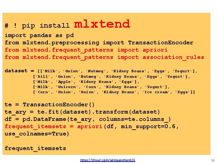 # ! pip install mlxtend import pandas as pd from mlxtend. preprocessing import Transaction. # ! pip install mlxtend import pandas as pd from mlxtend. preprocessing import Transaction.