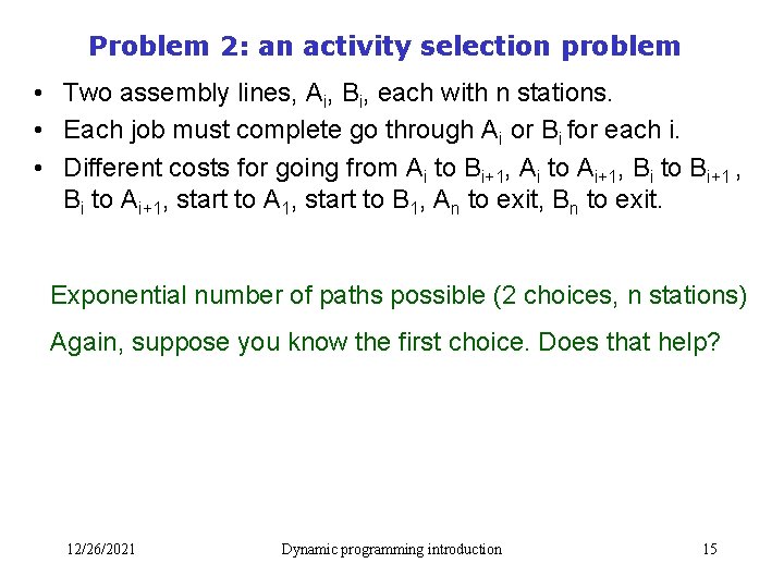 A brief introduction to Dynamic Programming Suprakash Datta
