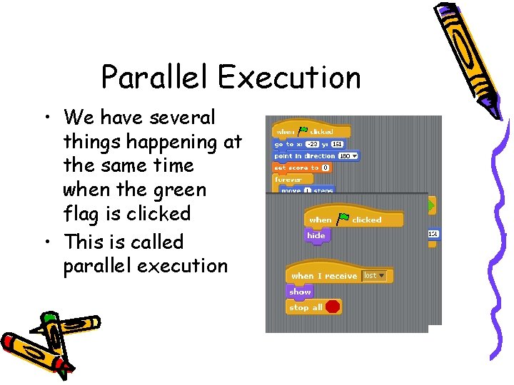 Parallel Execution • We have several things happening at the same time when the