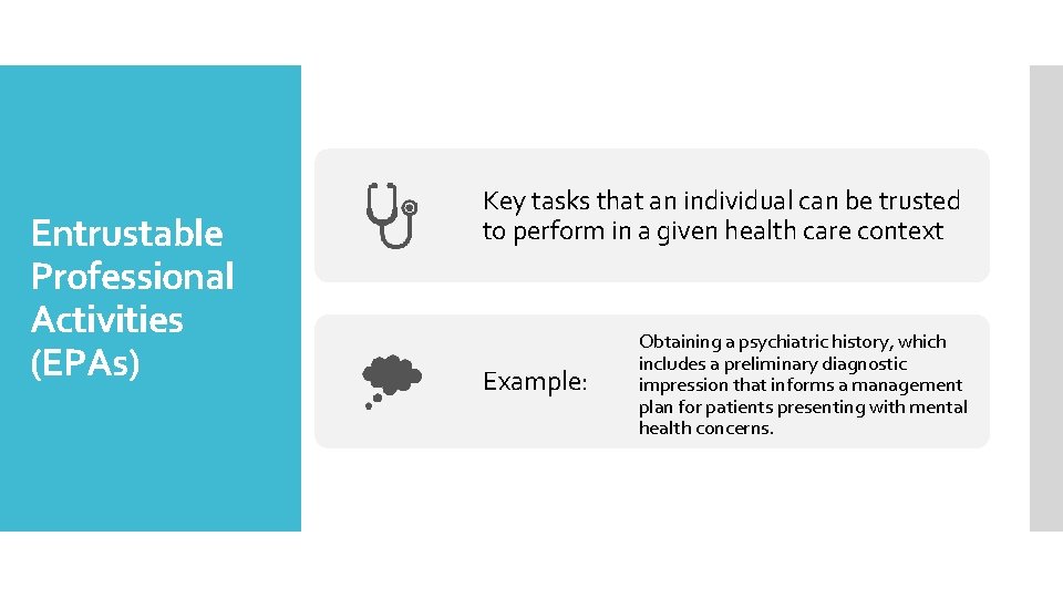 Entrustable Professional Activities (EPAs) Key tasks that an individual can be trusted to perform