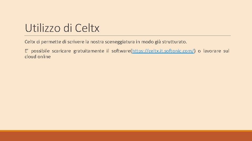 Utilizzo di Celtx ci permette di scrivere la nostra sceneggiatura in modo già strutturato.