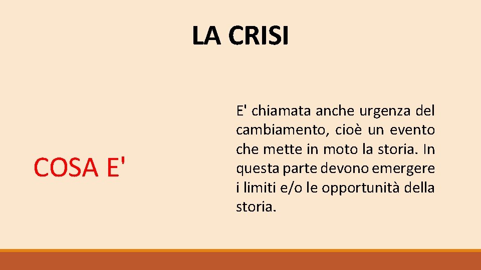 LA CRISI COSA E' E' chiamata anche urgenza del cambiamento, cioè un evento che