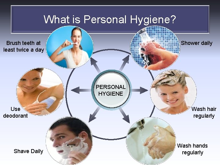 What is Personal Hygiene? Brush teeth at least twice a day Shower daily PERSONAL