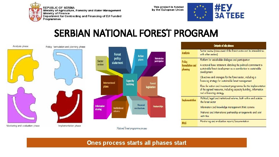 SERBIAN NATIONAL FOREST PROGRAM Ones process starts all phases start 