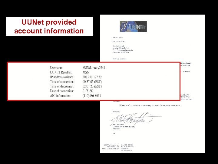 UUNet provided account information 