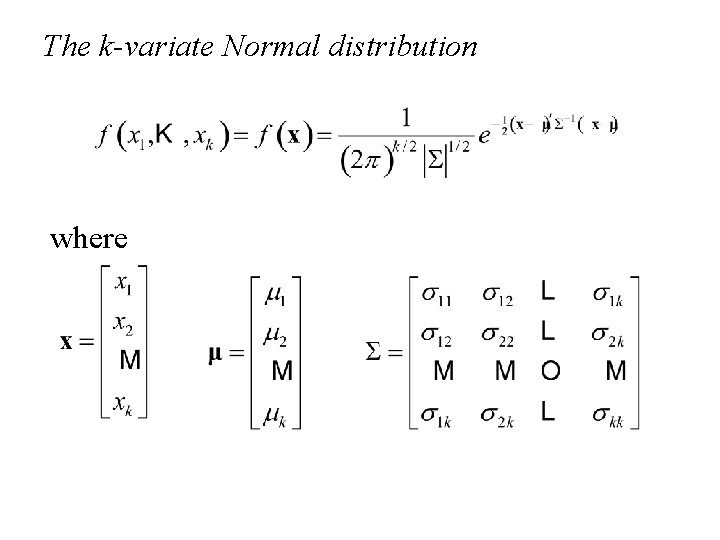 The k-variate Normal distribution where 