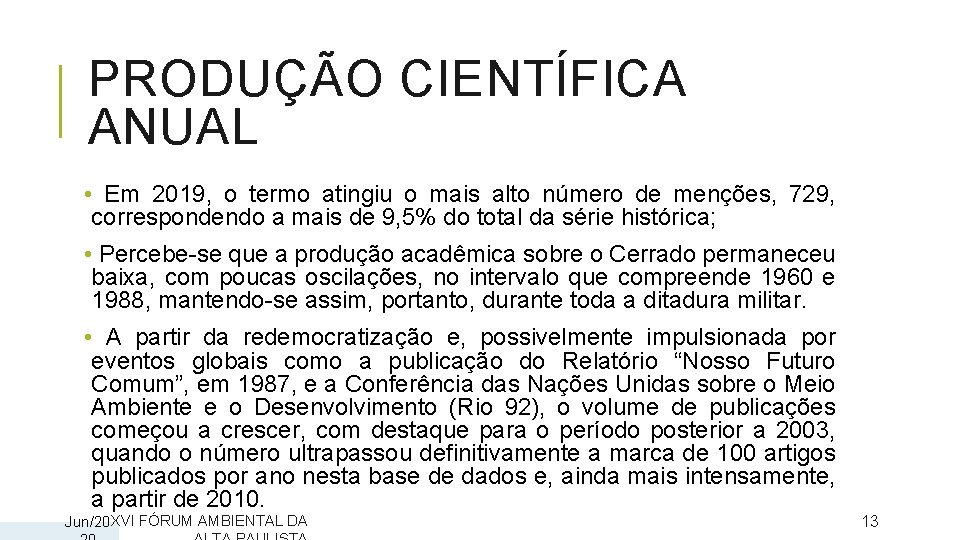 PRODUÇÃO CIENTÍFICA ANUAL • Em 2019, o termo atingiu o mais alto número de