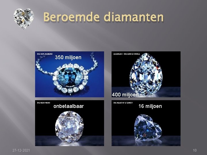 Beroemde diamanten 350 miljoen 400 miljoen onbetaalbaar 27 -12 -2021 16 miljoen 10 