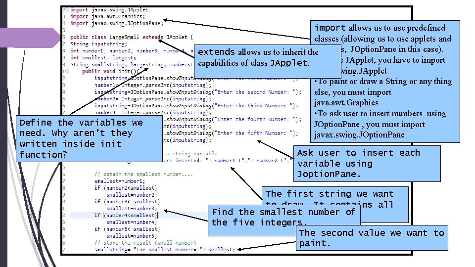 Define the variables we need. Why aren’t they written inside init function? import allows