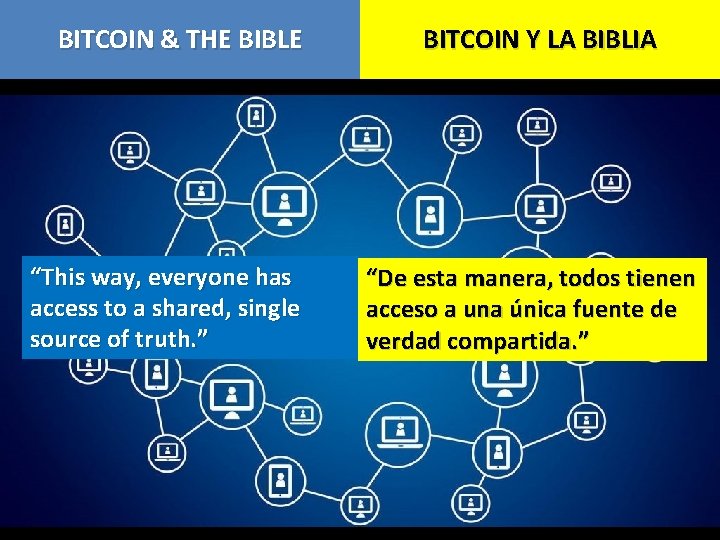 BITCOIN & THE BIBLE “This way, everyone has access to a shared, single source