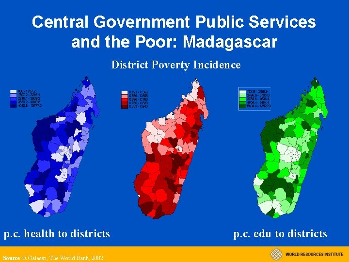 Central Government Public Services and the Poor: Madagascar District Poverty Incidence p. c. health