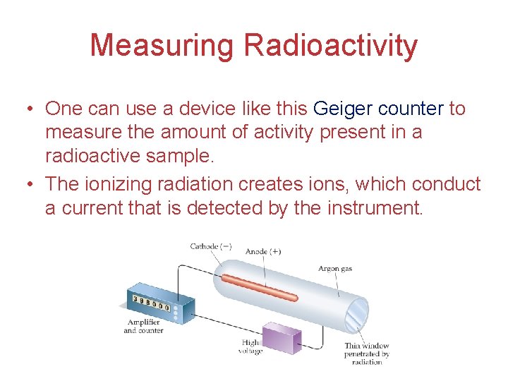 Measuring Radioactivity • One can use a device like this Geiger counter to measure