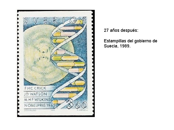 27 años después: Estampillas del gobierno de Suecia, 1989. 