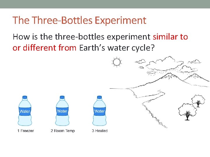 The Three-Bottles Experiment How is the three-bottles experiment similar to or different from Earth’s