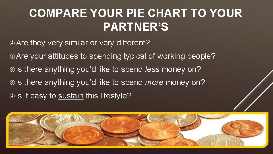 COMPARE YOUR PIE CHART TO YOUR PARTNER’S Are they very similar or very different?