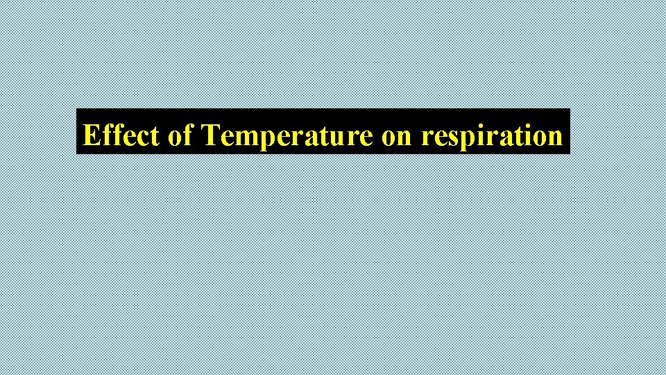 Effect of Temperature on respiration 
