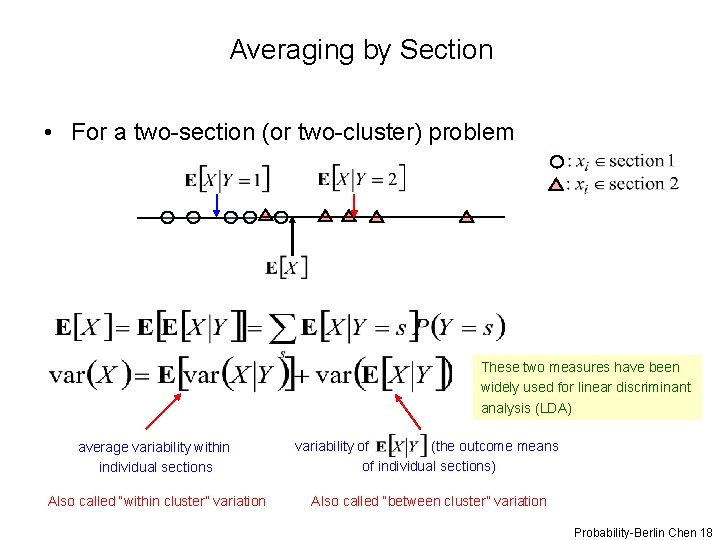 Averaging by Section • For a two-section (or two-cluster) problem These two measures have