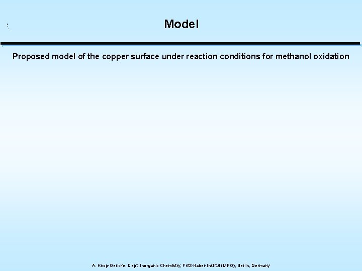 Model Proposed model of the copper surface under reaction conditions for methanol oxidation A.