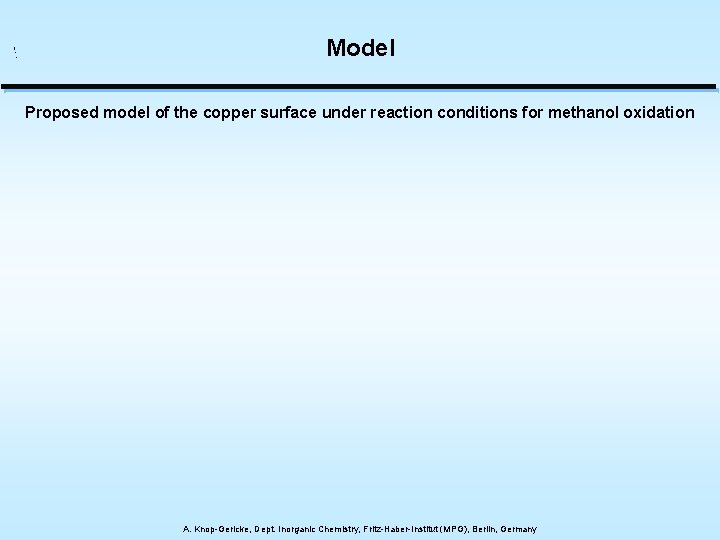 Model Proposed model of the copper surface under reaction conditions for methanol oxidation A.