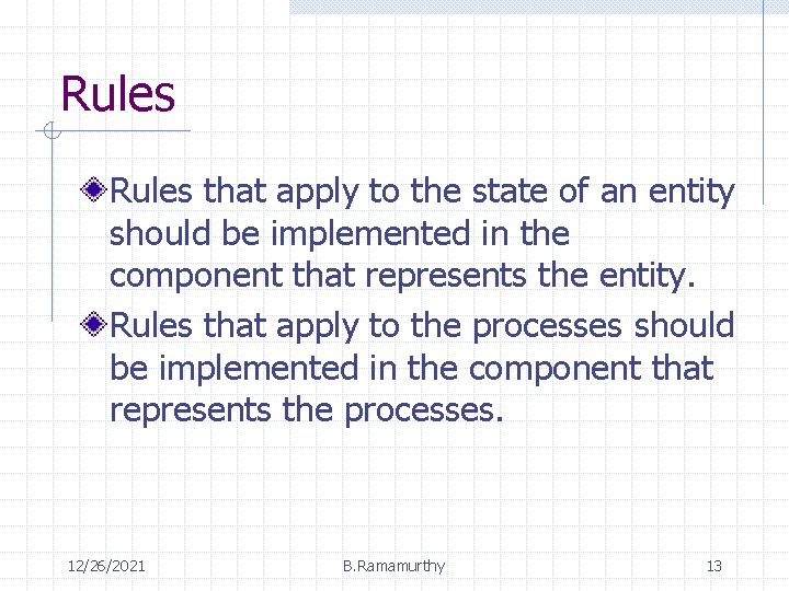 Rules that apply to the state of an entity should be implemented in the Rules that apply to the state of an entity should be implemented in the
