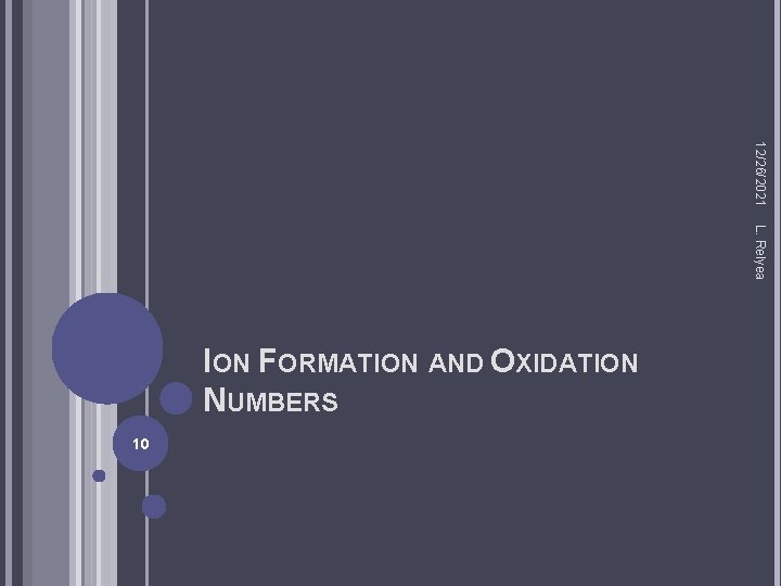 12/26/2021 L. Relyea ION FORMATION AND OXIDATION NUMBERS 10 