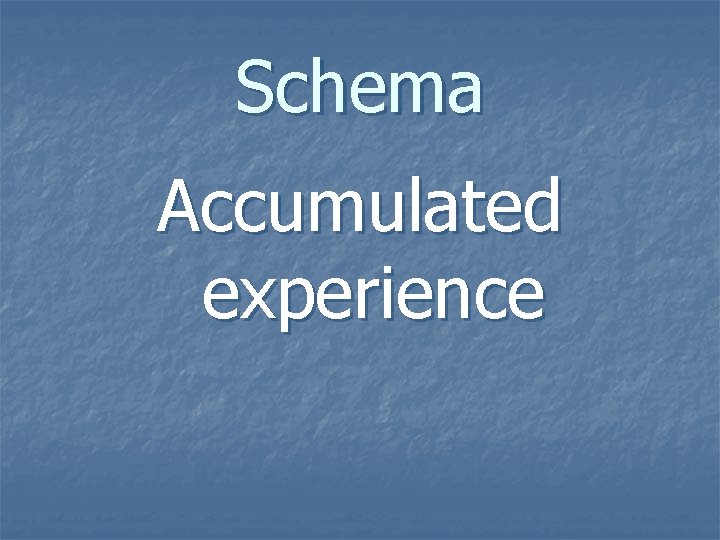 Schema Accumulated experience 