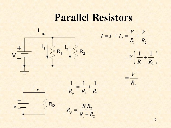 Parallel Resistors 19 Parallel Resistors 19
