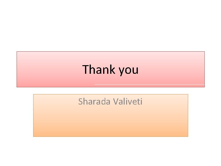 Thank you Sharada Valiveti 