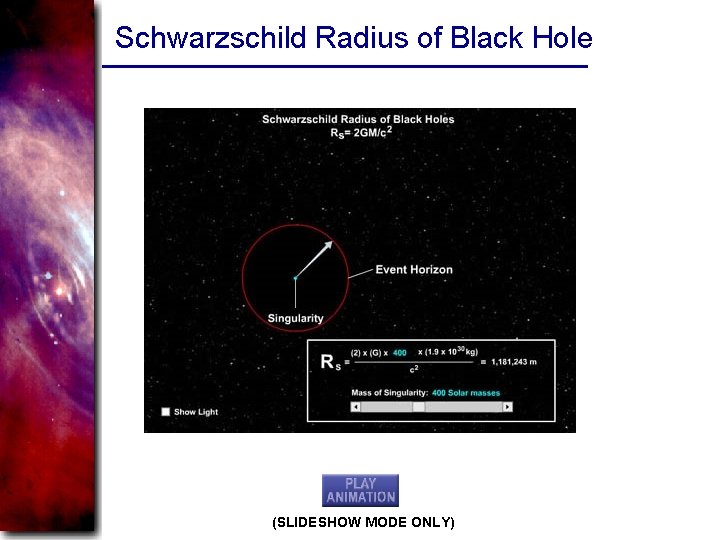 Schwarzschild Radius of Black Hole (SLIDESHOW MODE ONLY) 