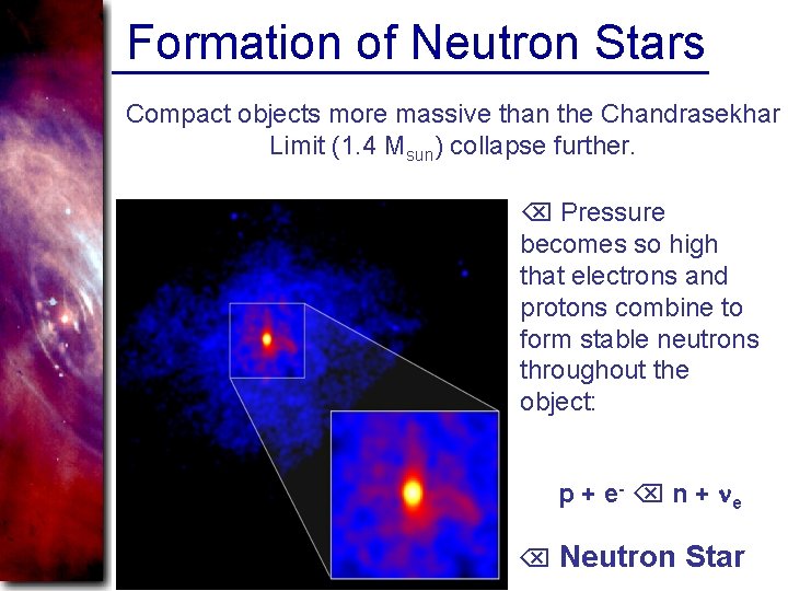 Formation of Neutron Stars Compact objects more massive than the Chandrasekhar Limit (1. 4