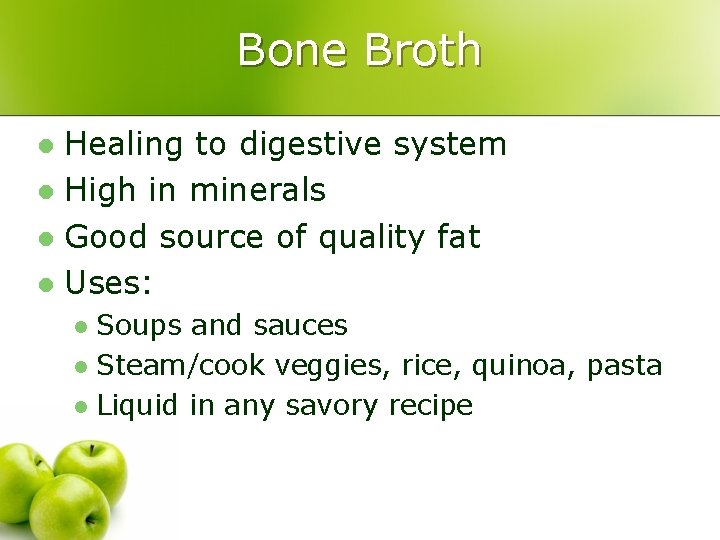 Bone Broth Healing to digestive system l High in minerals l Good source of