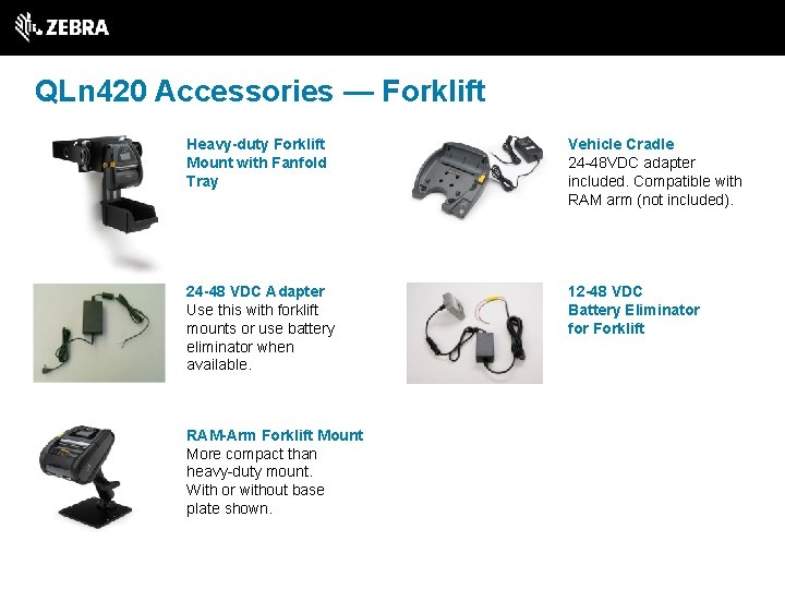 QLn 420 Accessories — Forklift Heavy-duty Forklift Mount with Fanfold Tray Vehicle Cradle 24