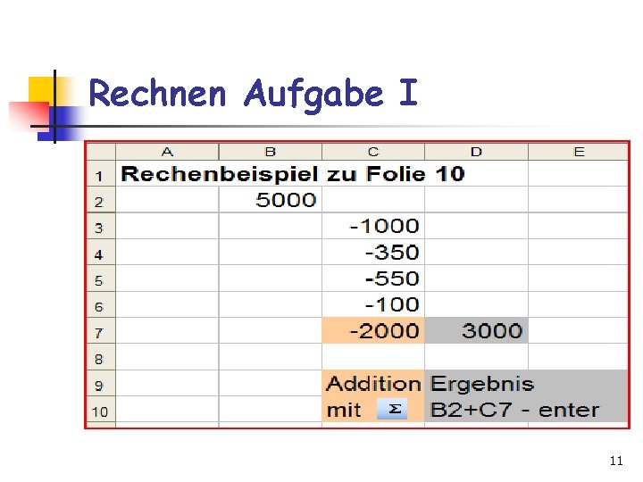 Rechnen Aufgabe I 11 