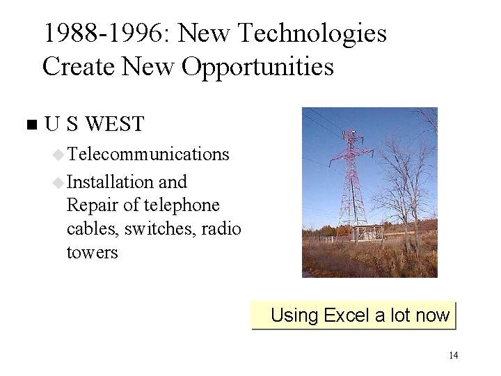 1988 -1996: New Technologies Create New Opportunities n U S WEST u Telecommunications u