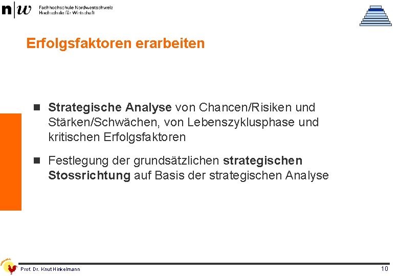 Erfolgsfaktoren erarbeiten n Strategische Analyse von Chancen/Risiken und Stärken/Schwächen, von Lebenszyklusphase und kritischen Erfolgsfaktoren