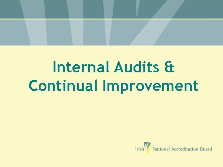 Internal Audits & Continual Improvement 