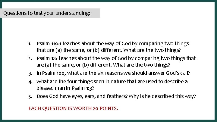 Questions to test yourparallel, understanding: In a SYNONYMOUS one idea is presented two complementary