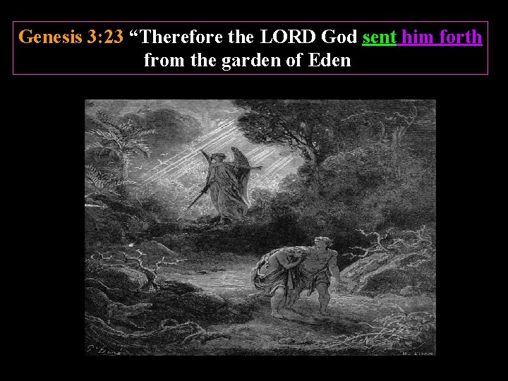 Genesis 3: 23 “Therefore the LORD God sent him forth from the garden of