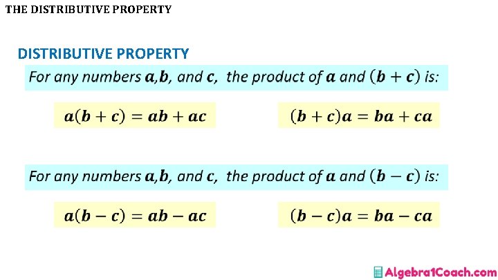 THE DISTRIBUTIVE PROPERTY 